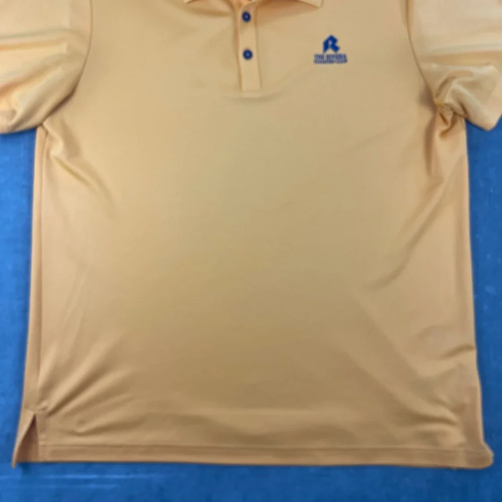 Adidas Mens Large Yellow Polo Shirt Riviera Country Club Golf Stripe